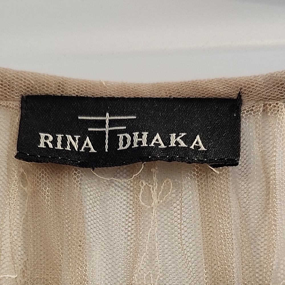 Anthropologie Sheer Lace & Sequin Beige/Taupe Blouse - Picture 2 of 7